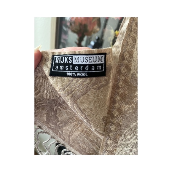 Large Wool Fringed Pashima Wrap Scarf 27x74 RIJKS - Picture 2 of 6